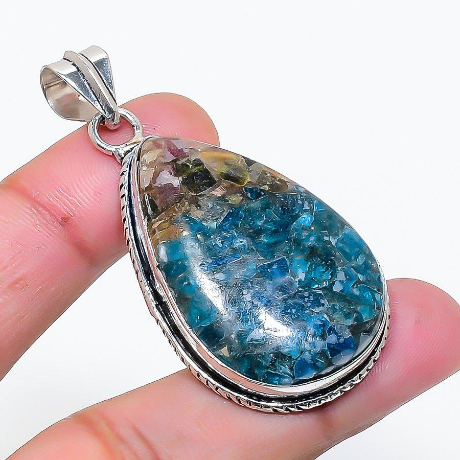 Natural Tourmaline Gemstone Handmade 925 Sterling Silver Pendant 2.05  AP-15105
