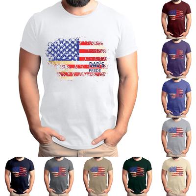 Ανδρικό T-Shirt με στάμπα σημαίας για την Ημέρα του Πατέρα Ανδρικό φαρδύ casual τοπ με κοντό μανίκι