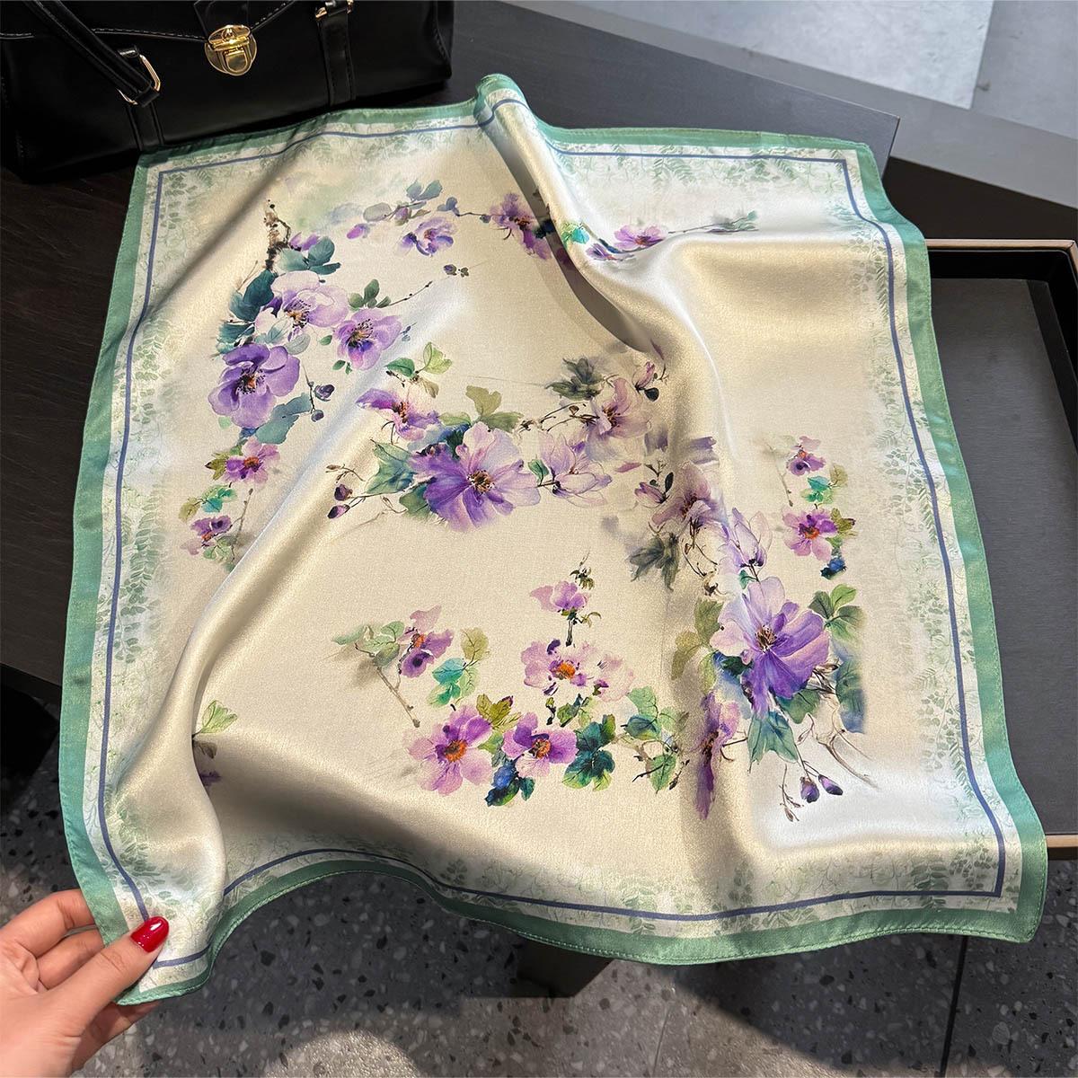 

Бренд 100% Чистый Шелк Шарф Женский Шейный Волосы Фуляр Квадратная Повязка Шарфы Бандана Хиджаб Принт Пончо Шарфы Пашмина Real Silk 53x53cm