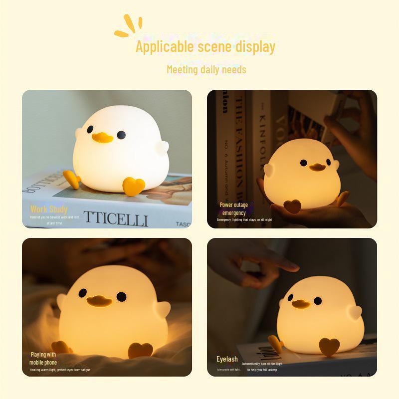 Doudou Duck Silicone Night Light: Eye-Friendly Sleep Companion for Kids - Soft, Creative, and Cute Gift.