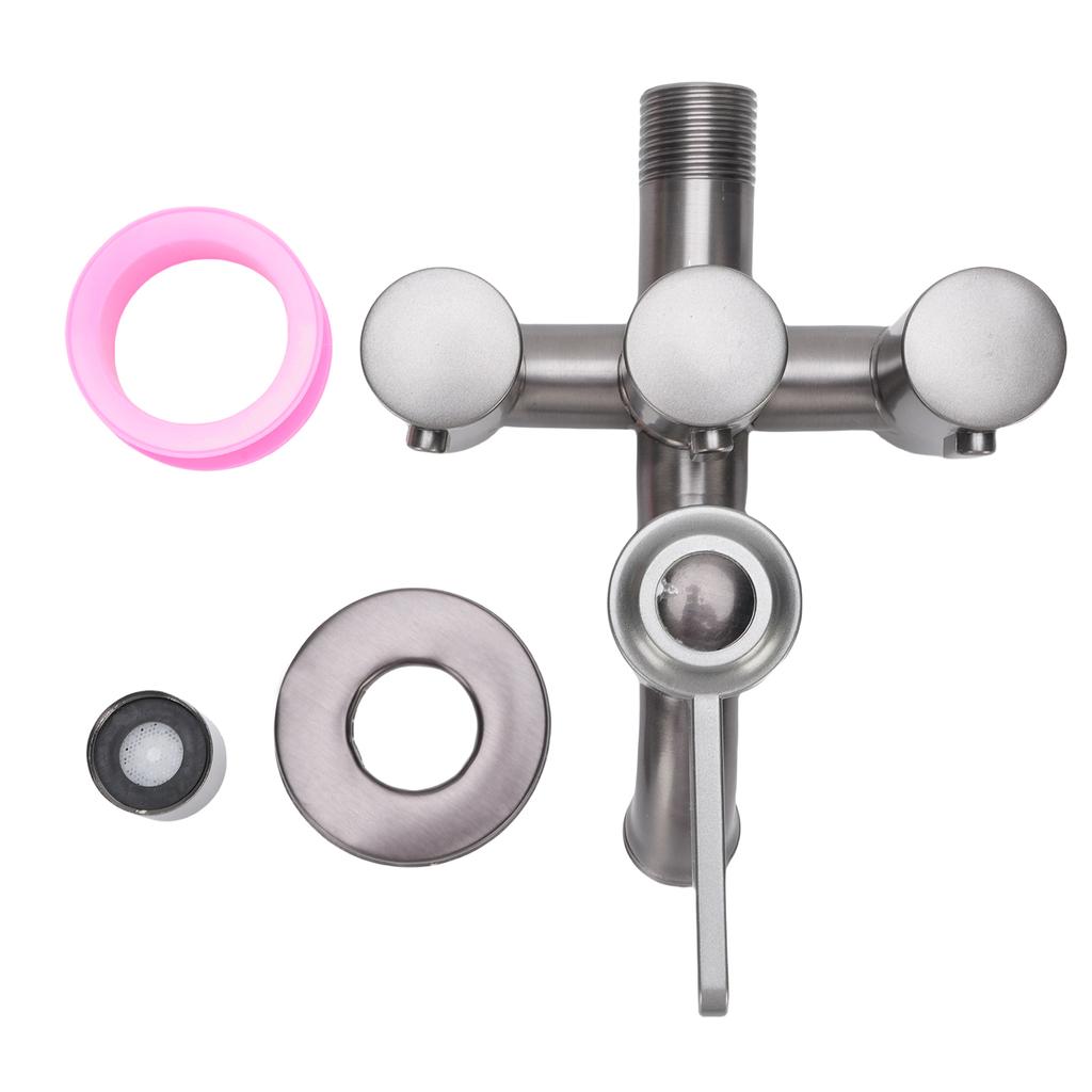 4 Way Faucet Splitter Stainless Steel G1 2 External Thread Faucet Diverter Valve for Bathroom Kitchen Balcony