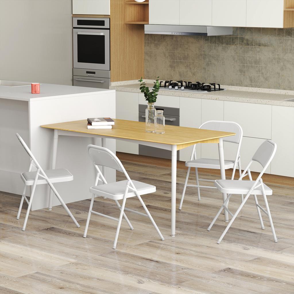 Set of 4 Folding Chairs, Portable Dining Chairs, Steel Frame, 45 X 46 X 78 Cm, White