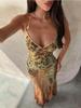 V-neck Floral Spaghetti Strap Bodycon Dress for Women - Slim Fit, European & American Style 2026.