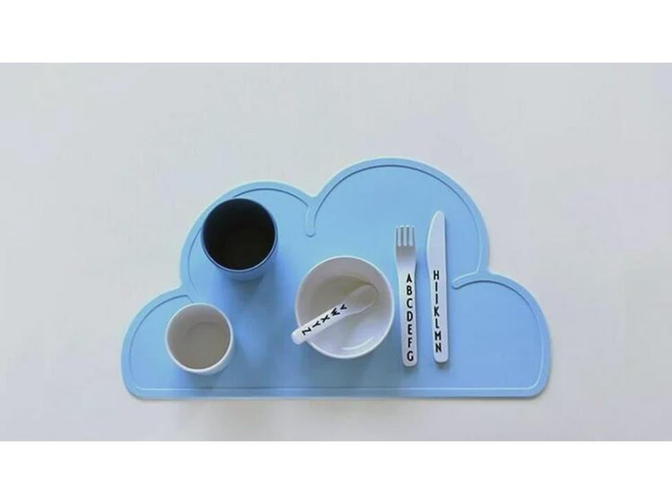 Nordisches Kinder-Tischset und Esstablett aus Silikon in Wolkenform