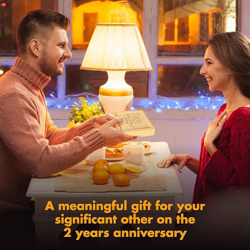 STOFINITY 2 Year Anniversary Wood Gifts for Him Her - 2nd Wedding Gift Anniversary for Couple, Two Year Anniversary Wood