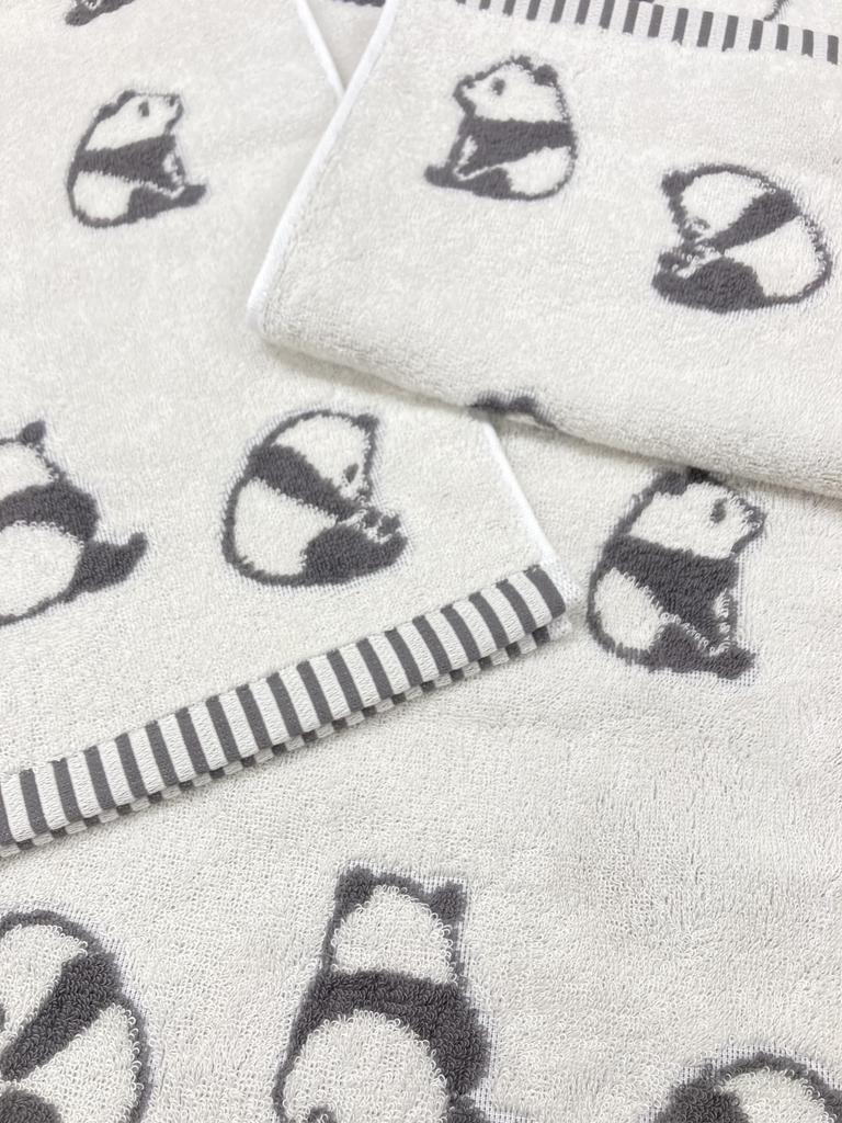Imabari Face Panda Set of 2 One Made In Soft and Gentle On the Skin Towels, Print, (One Pink, Ivory, Approx. 34x80cm), Japan, Absorbent,
