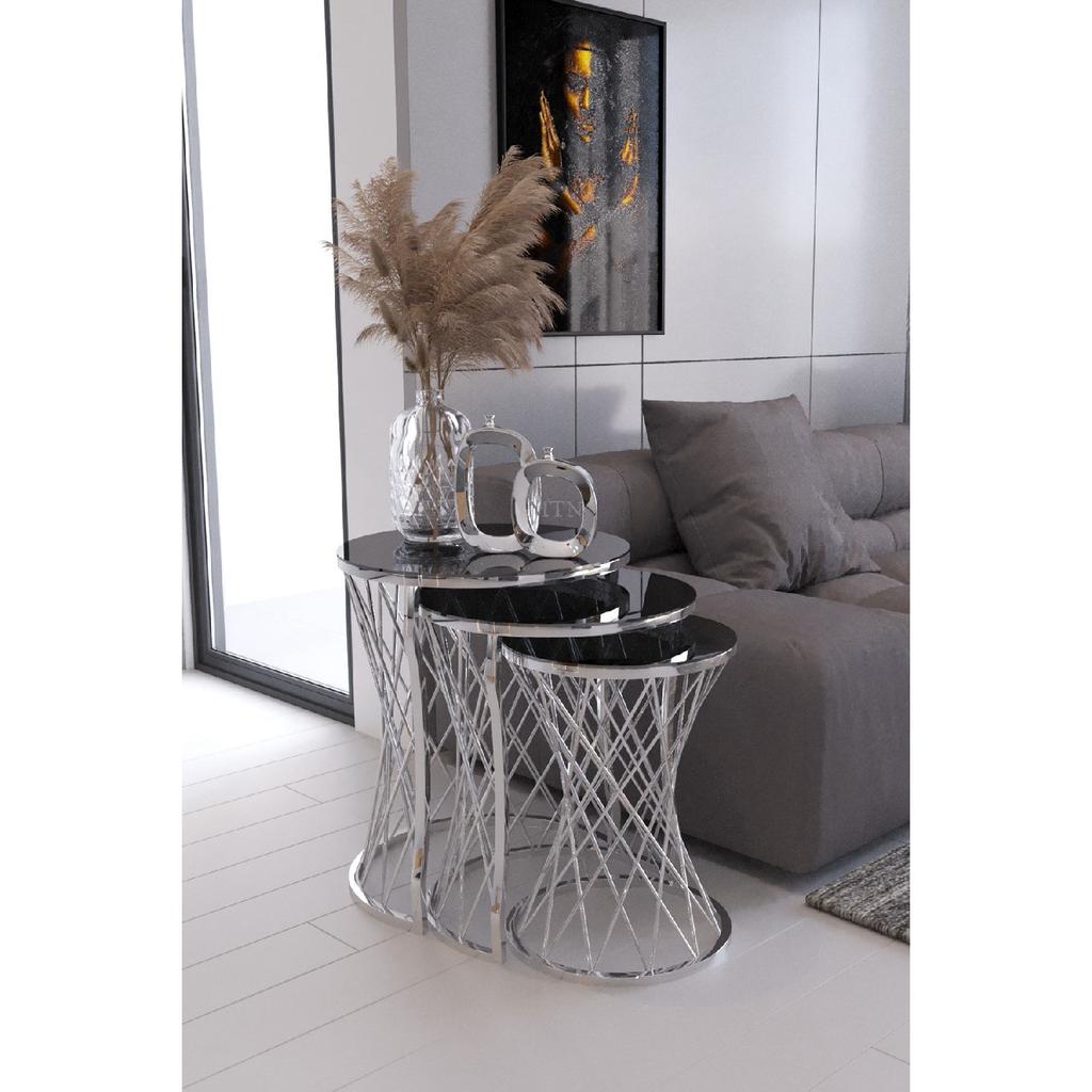 Wicker Wire Coffee Table Silver Leg Smoked Mirror