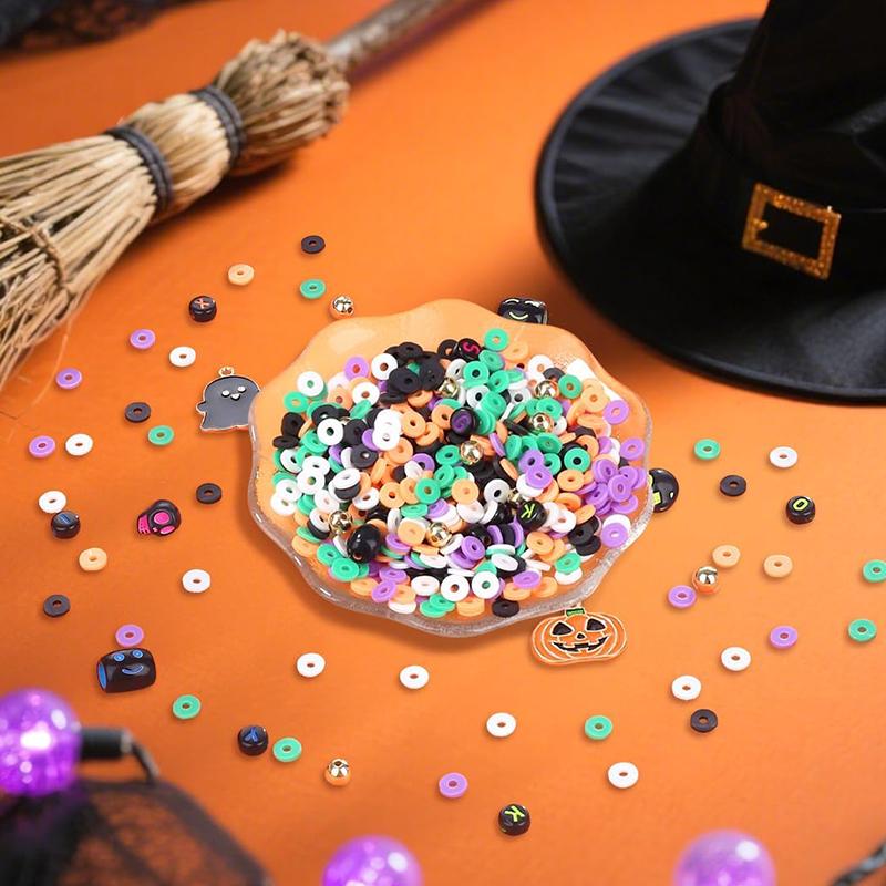 Halloween Clay Beads Kit Friendship Black Letter Bracelet Making Kit with Varieties of Charms for Jewelry Making DIY Crafts