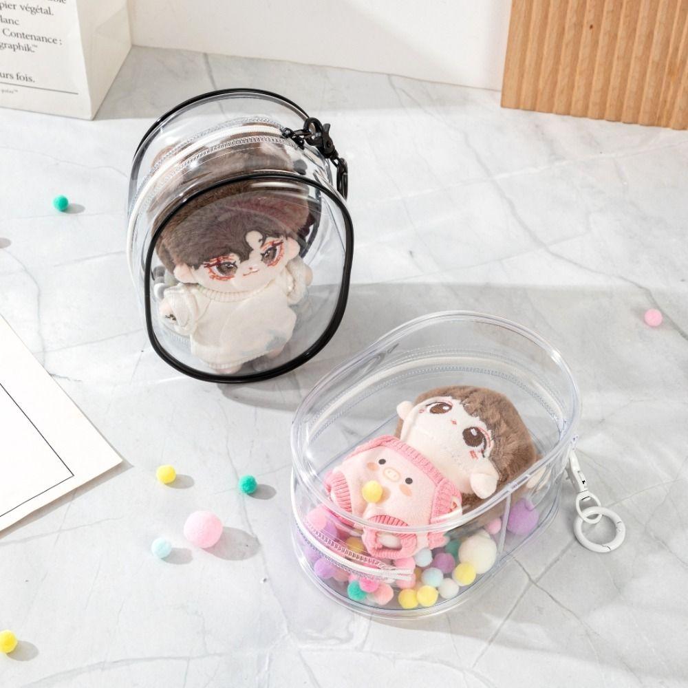 PVC Doll Transparent Walking Bag with Plush Ball Cotton Doll Storage Bag  Outdoor