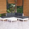 6 Pcs Garden Set with Cushions Pine Wood