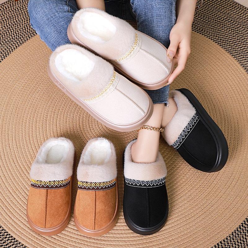 Women's fashion versatile warm padded lining snow boots comfortable soft elastic thick sole cushion waterproof non-slip cotton shoes slippers