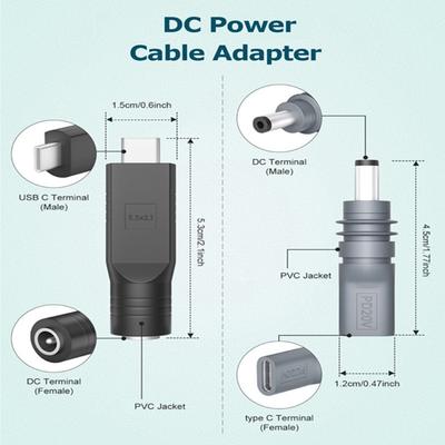 DC5521 Power Adapter USB C Male To DC5.5x2.1mm Converter for 20V Input PD100W Source for Mini