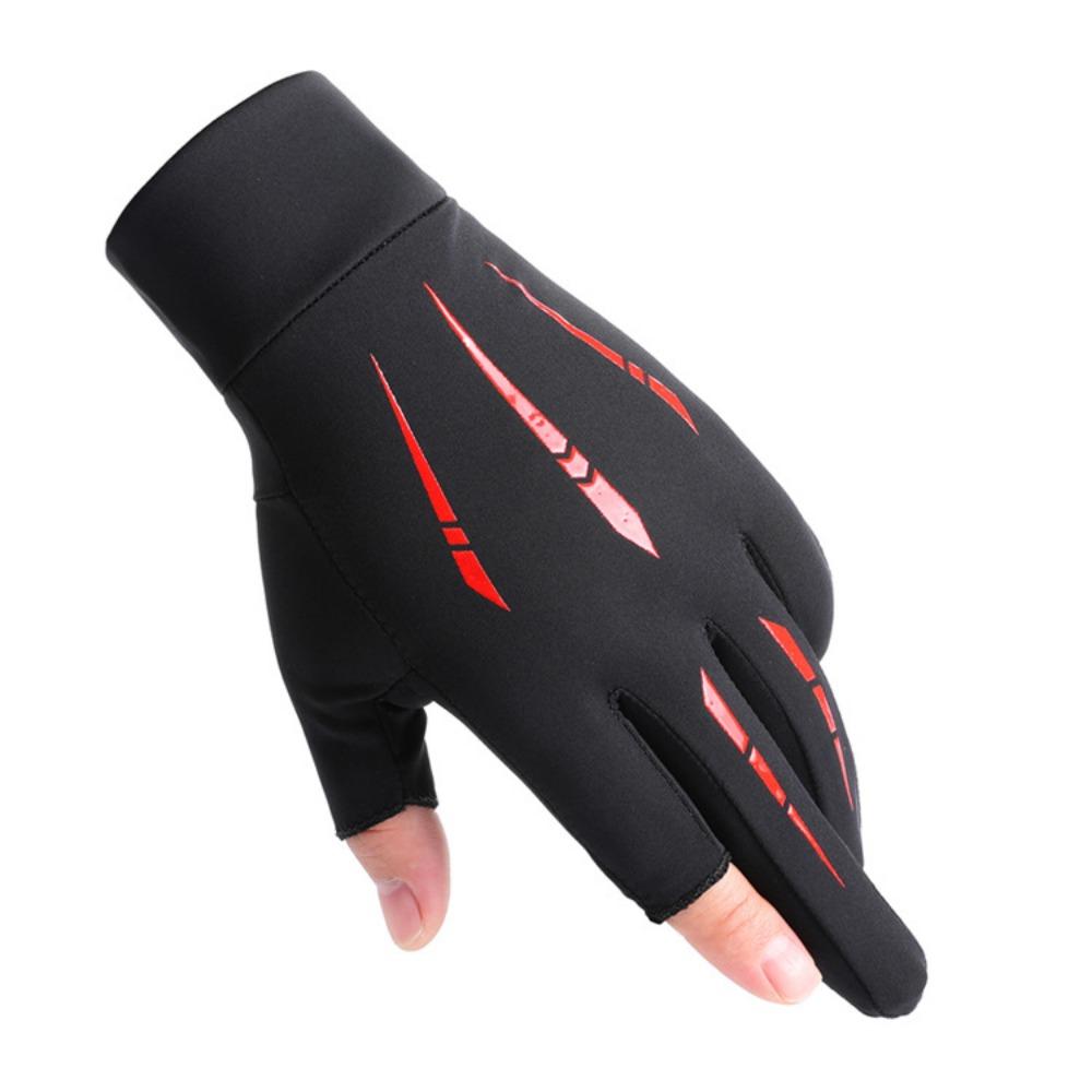 

New ice silk sunscreen gloves for men and women, two fingers, breathable and thin fishing average size червоний
