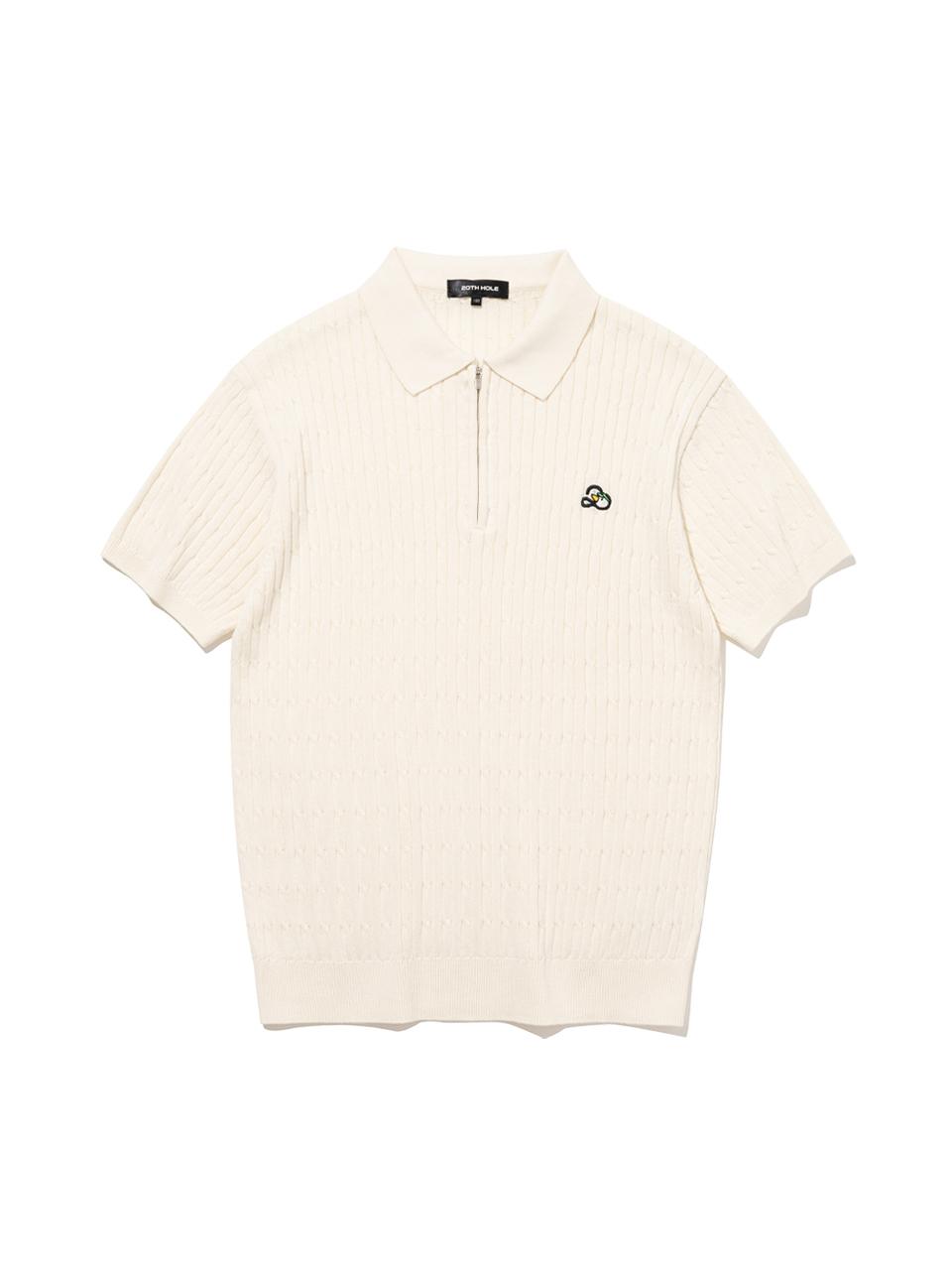 Twenis Hall Cable Half-Zip Knit [Cream] Cream/105