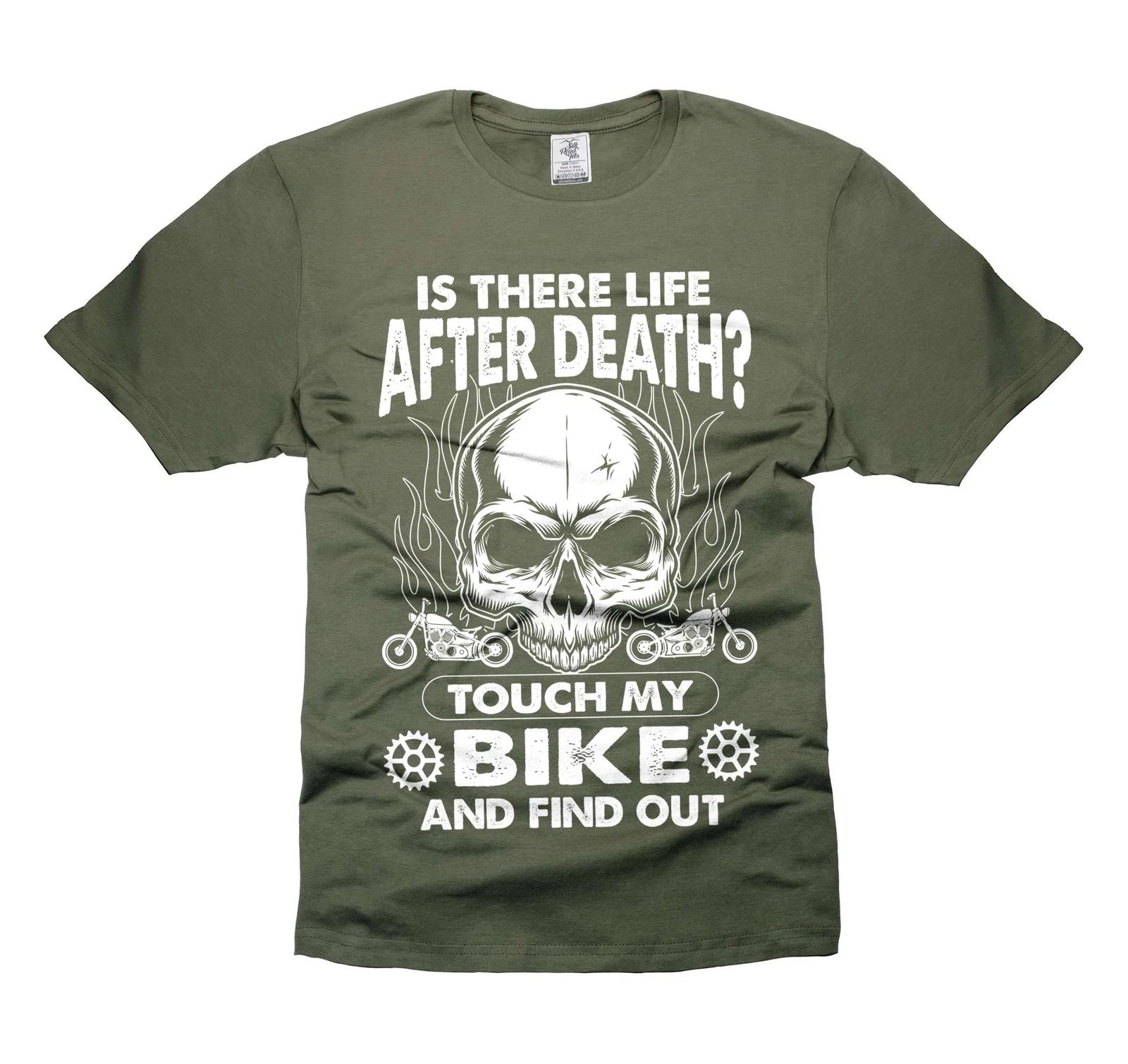 

Mens Biker T-shirt Biker Funny Shirt Touch My Bike And Find Out T-Shirt S