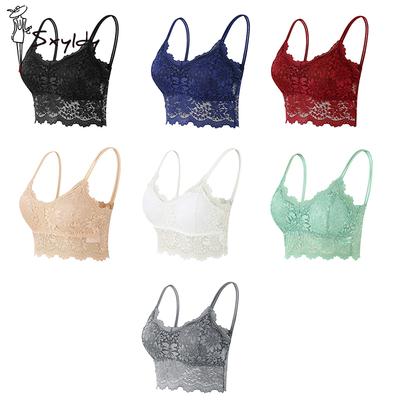 Top Sujetadores Sexy de Encaje Calado para Mujer Cómodo Bralette Ropa Interior Femenina Lencería Inalámbrica Sujetador Sin Costuras
