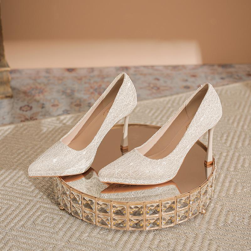 

Шампань туфли на высоком каблуке, женское свадебное платье Сюхэ, свадебная обувь, туфли для невесты и подружки невесты, двухслойные туфли-стилеты с открытым верхом 34