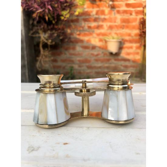 Binocolo da teatro in ottone antico Madreperla e manico Raccordi in ottone India Binocolo vintage