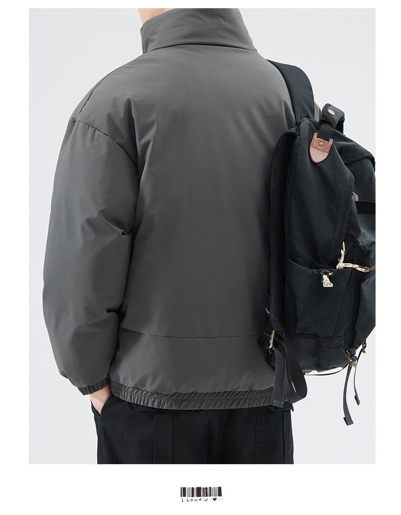 Vielseitige Herren Winter Stehkragen Baumwolljacke – Locker, Trendy, Einfarbig, Verdickt für Wärme