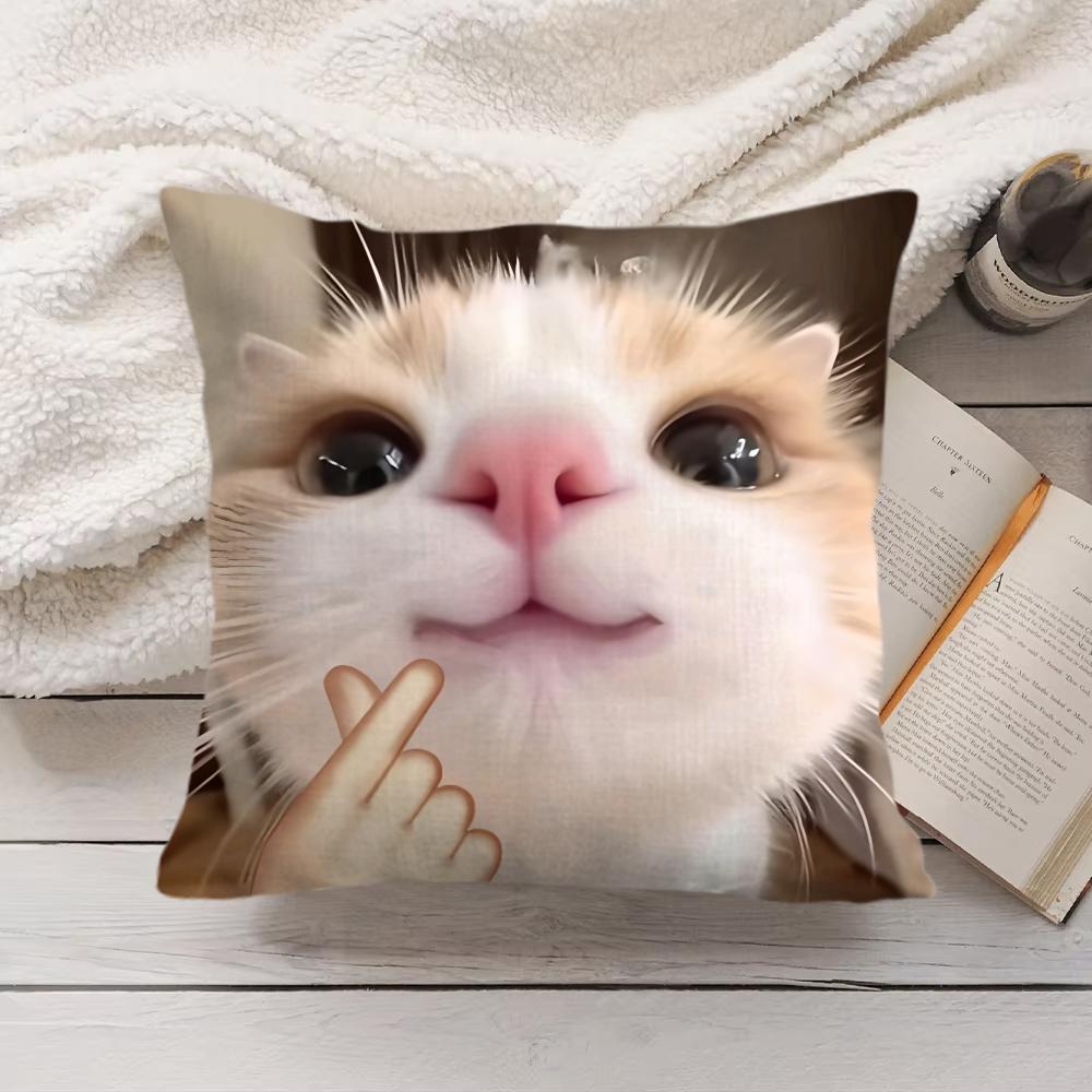 Cute Cat Dog Kawaii Gift Cushion Cover Silky Short Plush Invisible Zipper Dustproof Sofa Pillow Case For Home Decor