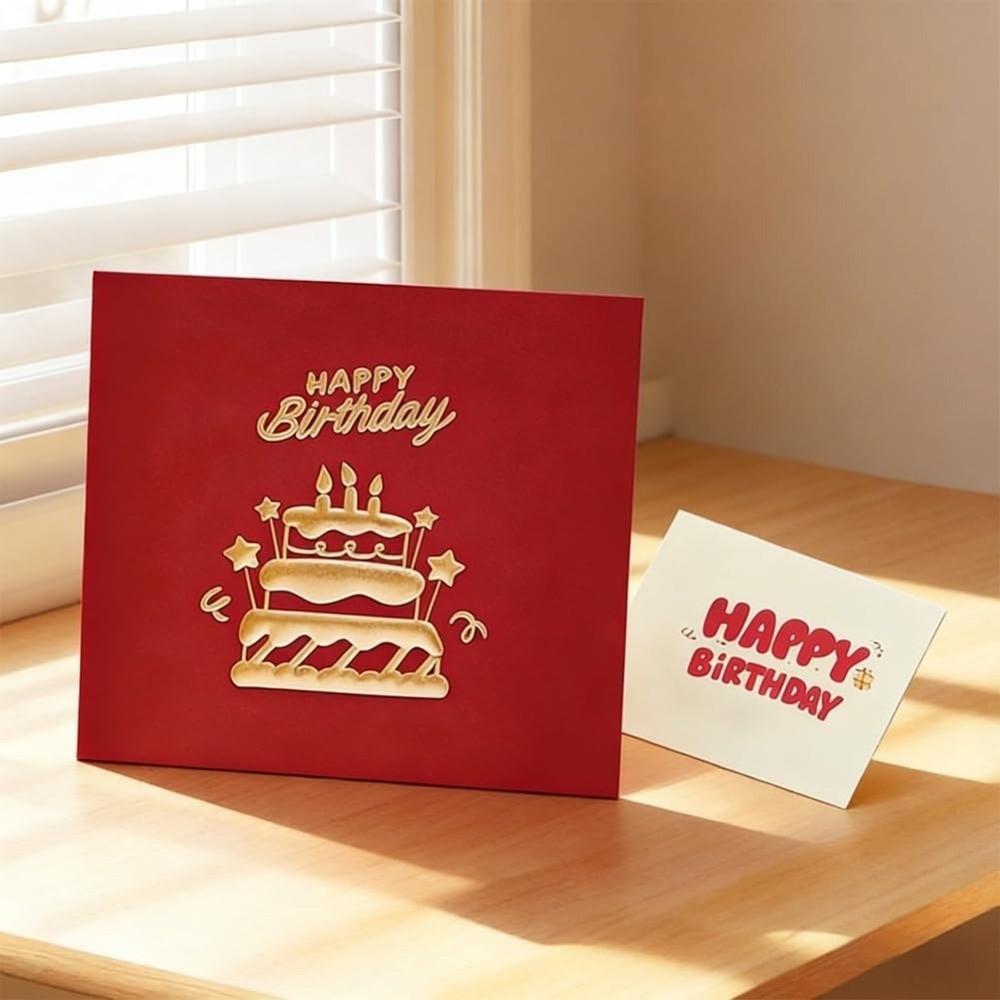 Folding Pop-Up Greeting Card Four-Layer Cake Invitation Card 3D Happy Birthday Card  Baby Shower