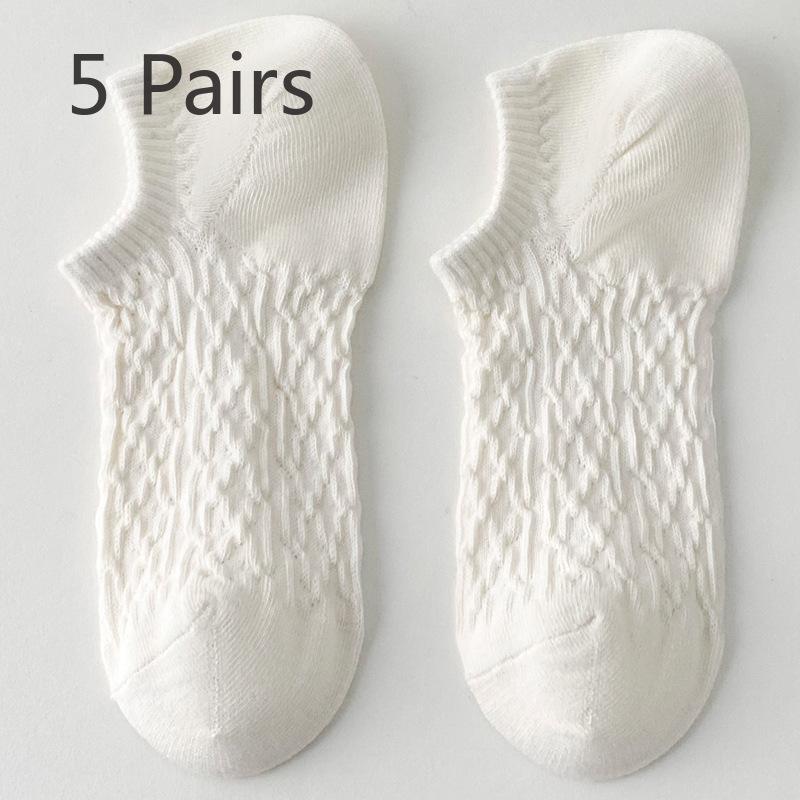 5 Pairs of New Female Spring and Summer Sweet Short Boat Socks