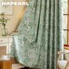 1PC Nordic Countryside Style Green Printed Curtains with Full Blackout Curtains for Bedroom Living Room Balcony Window for Home Decor