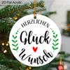 1pc  German Christmas Gift "HERZLICHEN Glück Wunsch" Round Acrylic Sign with Gold Rope, Farmhouse Home Wall Art Holiday Decor Gift for Family Friends