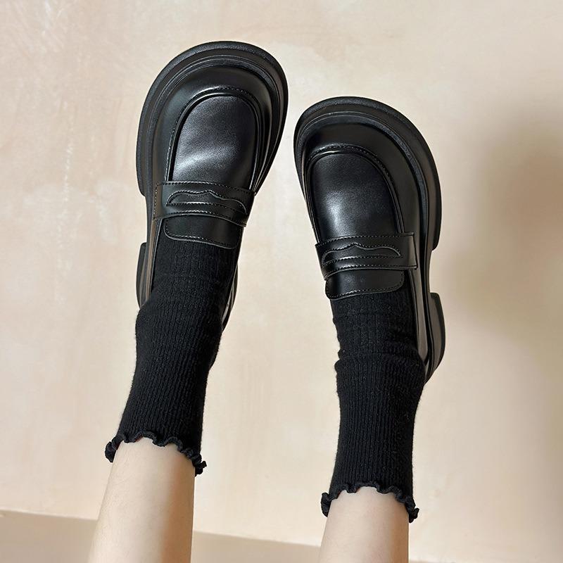 Mary Jane women's shoes platform leather spring and summer new small leather shoes one pedal single shoes