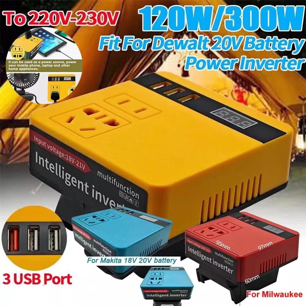 120W Lithium Battery Inverter DC 18-21V to AC 220V Electric Tool Power Inverter Compatible with Makita Brand for Power Tools