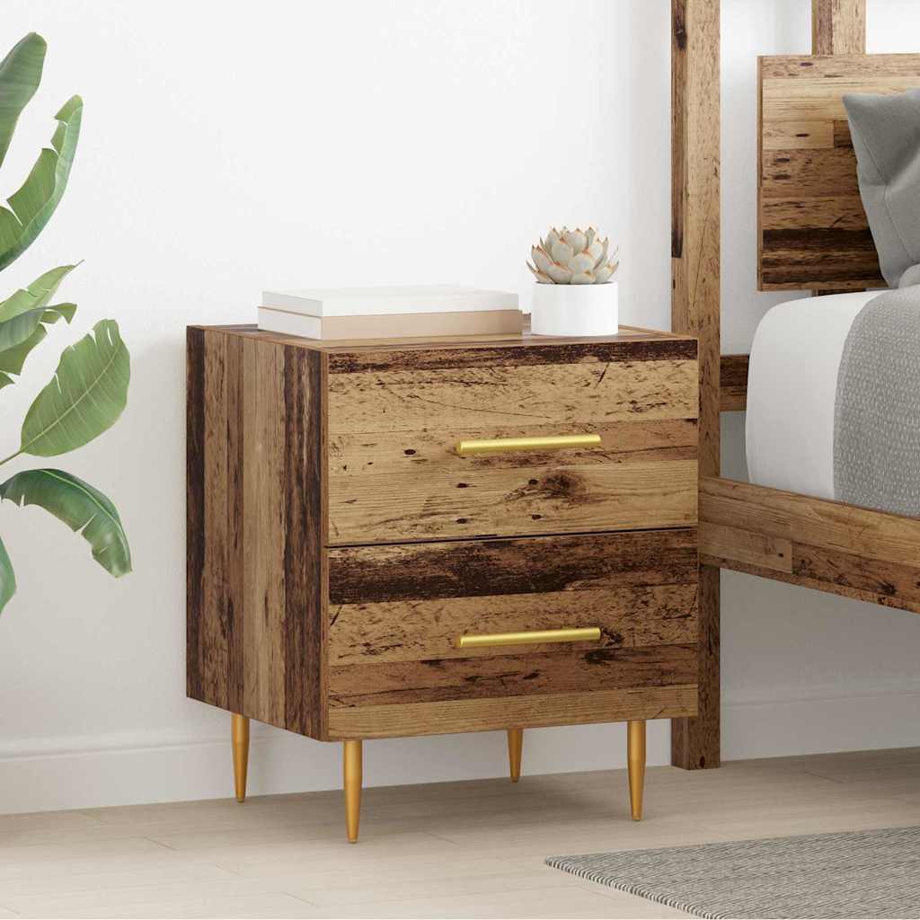 Nightstand Set of 2 Reclaimed Wood Look 40 X 35 X 47.5 Cm Engineered Wood