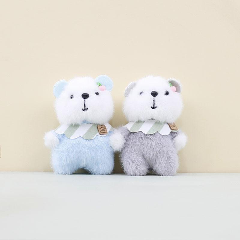 Cute Bear Bib Pendant Plush Toy Cartoon Bag Purple Key Chain Holiday Girl Gift
