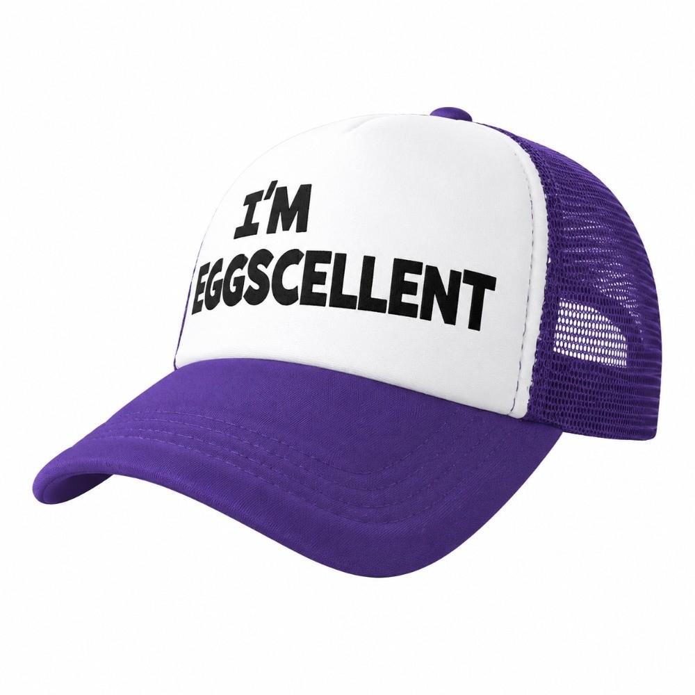 Foam Mesh I'M EGGSCELLENT Trucker Cap Curved Brim Snapback Cap Fashion Golf Hat For Men Women