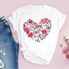 Womens White Love Balloon Butterfly Round Collar Print Tshirt Short Sleeve Graphic Dress Aesthetic Harajuku Style