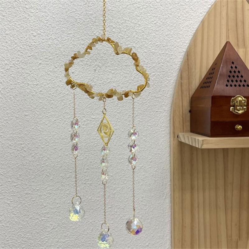 Natural Crystal Wind Bells Wind Chimes Sun Catcher Perfect Art Ornament Window Garden Hangings Ornaments Pendant