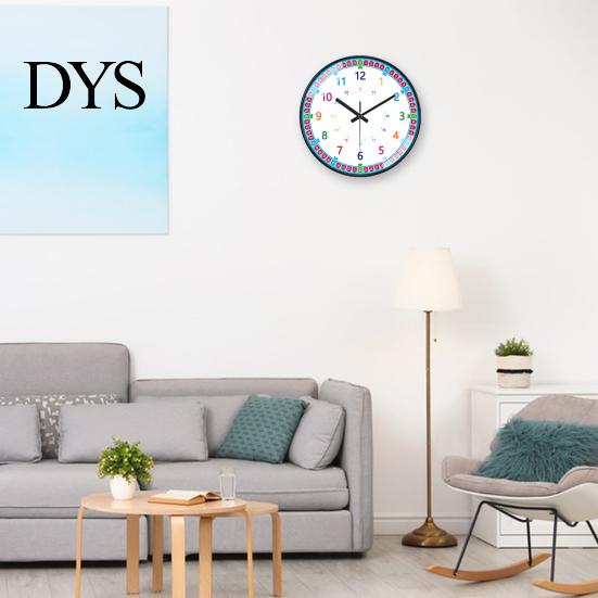 Bedroom Decor Wall Clock Colorful Silent Classroom Playroom Teach Time Child Telling Skills for Kids Room Learning to Tell