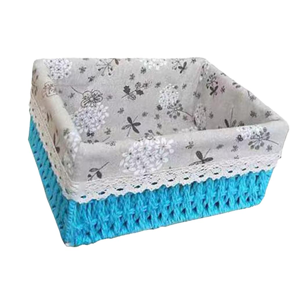 Woven Storage Basket Rural Fabric Wving   Desktop Storage Basket for Organizing Shelves Bedroom Bathroom Medium Size 22x16x10cm