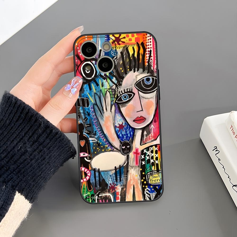 B-Basquiat Art Graffitis Phone Case For Iphone 15 Pro Max 14 Pro 16 Plus 12 13 11 Xr X Xs 8 7 Plus Silicone Back Cover