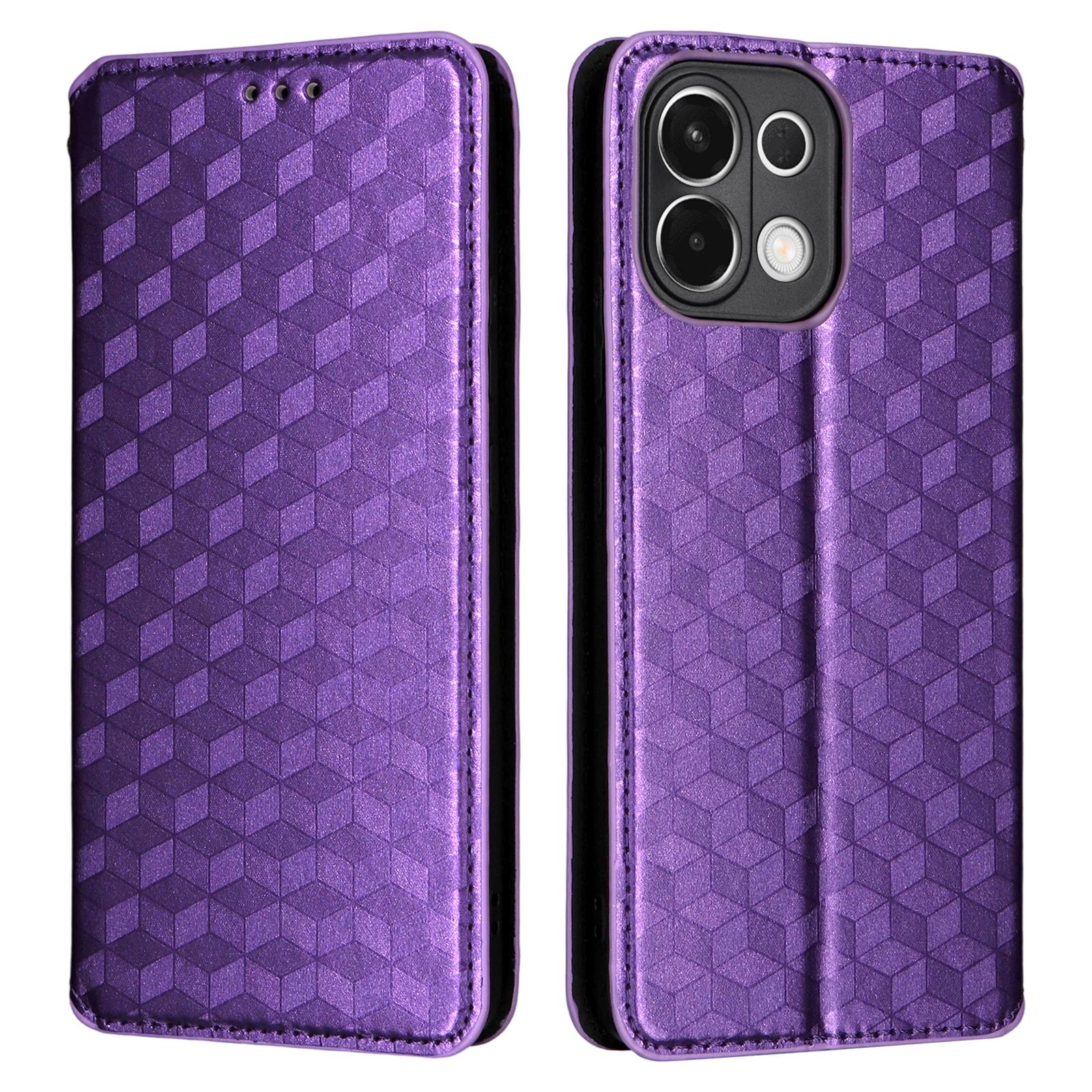 

For Oppo K13 5G/K13x/K12s Case Wallet Rhombus Imprinted Leather Phone Cover Purple