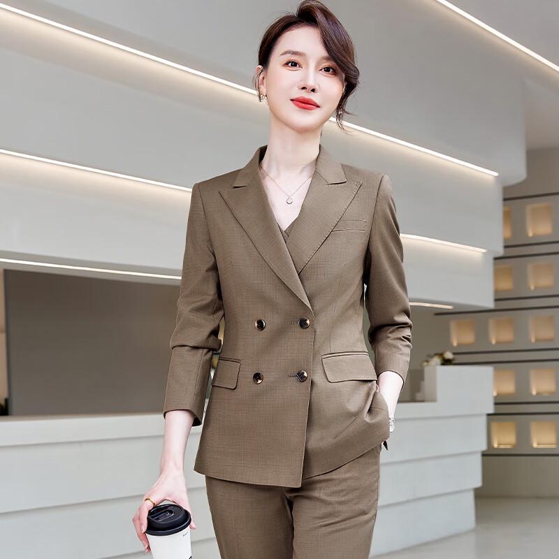 Women s Double-Breasted Business Formal Suit Set L