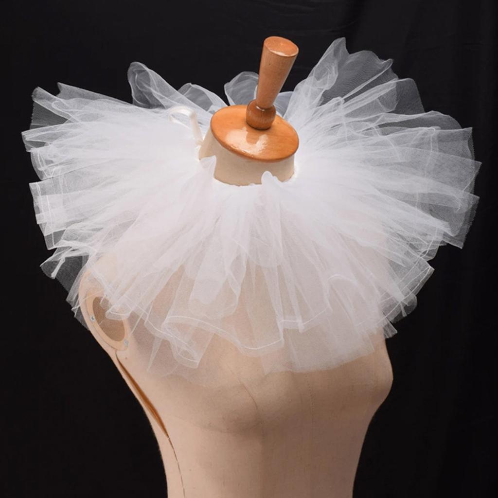 Women Vintage Mesh Neck Ruff Detachable Tulle Ruffle Collar for Renaissance Victorian Halloween Cosplay Costume Collar