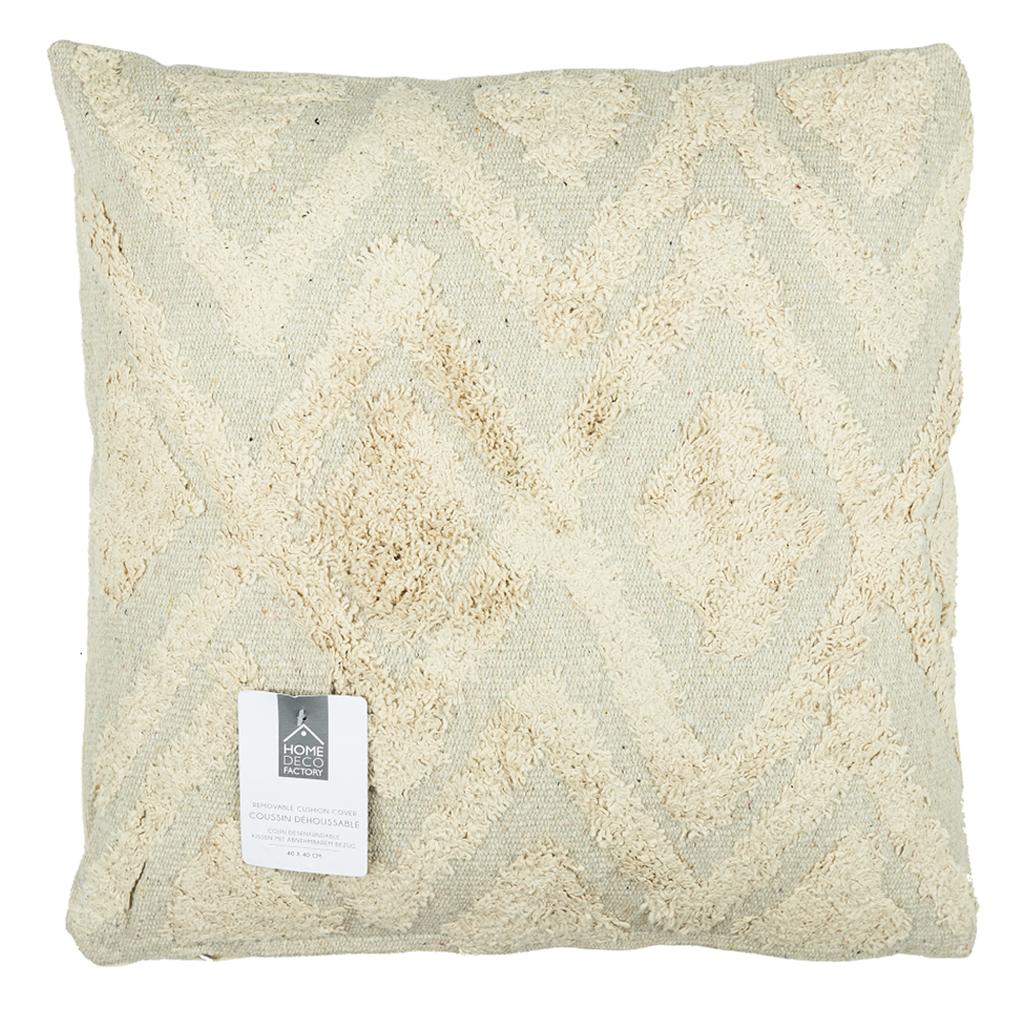 Les Trésors De Lily [A3533] - Ethnisches beiges Baumwollkissen „Boho“ - 40x40 cm