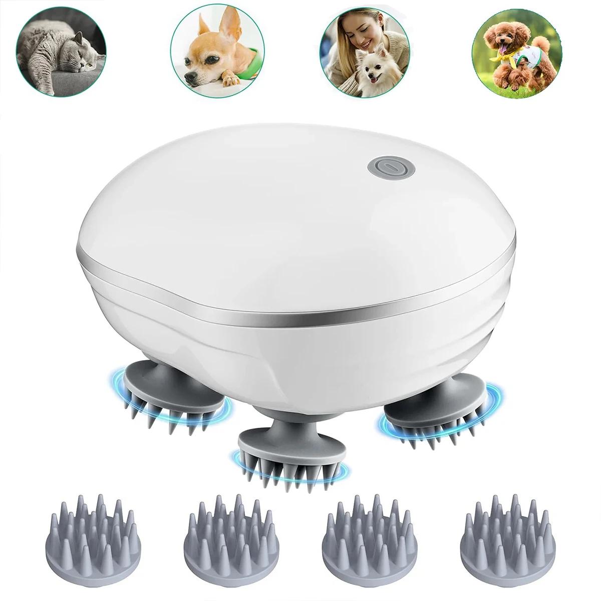 

Electric Head Massager with Adjustable Speed for Scalp Massage Red Light for Hair Care Deep Kneading of the Head Neck Leg Arm белый