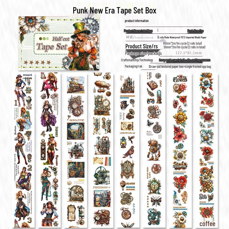 Die-cut PET Washi Tape Set: Coffee Theme, European & American Style for Journaling & Decoration