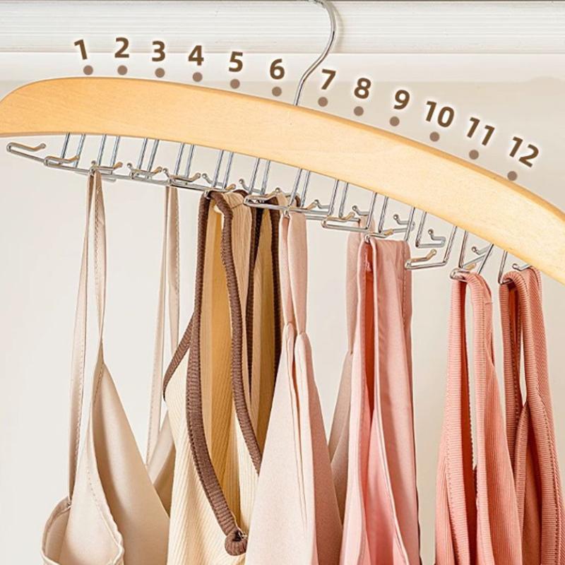Tie Rack Tie Hanger 24 Hooks Wooden Tie Organizer, Tank Top Hanger, Belt Organizer For Closet,With Upgraded 360°Rotating, Belts