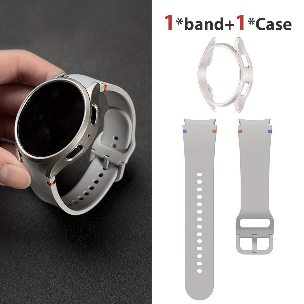 

Набор из 2 шт. Ремешок и Чехол для Samsung Watch FE/7/6/5/4/5 Pro Стиль Плоского Шва Подходит для циферблатов 40/44/45 мм Защита от падений Подарочная коробка For Galaxy Watch 5 P