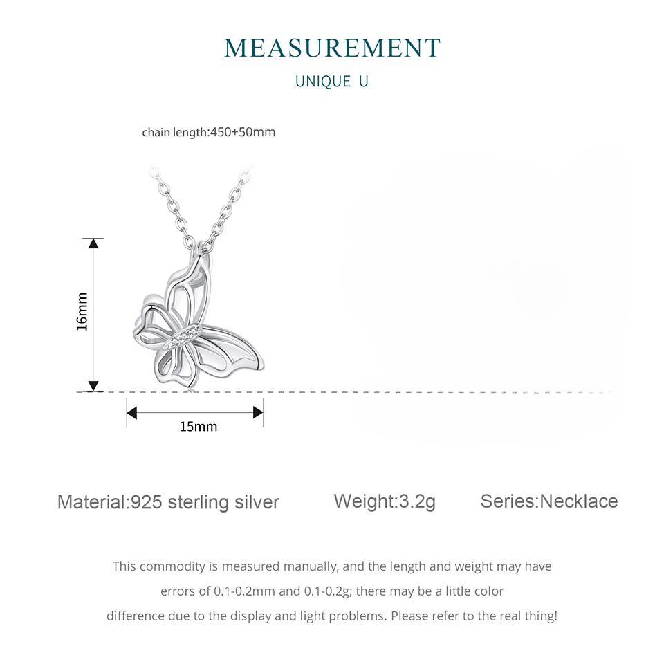 S925 Sterling Silver Double Butterfly Pendant Necklace for Women Platinum Plated Delicate Fine Jewelry Birthday Gift