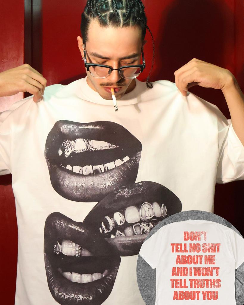Street Hip Hop Big Mouth Tee Men's Women Punk T-shirt Casual Loose Cotton Oversized Y2k Short Sleeve Male Female Clothing