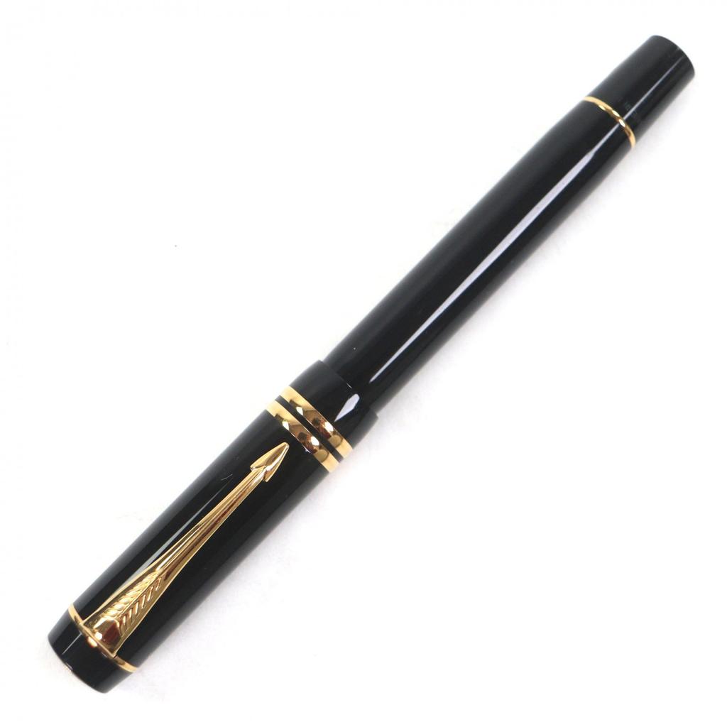 Very Good PARKER fountain pen Duofold Black GT Centennial Older Model black 18K Used