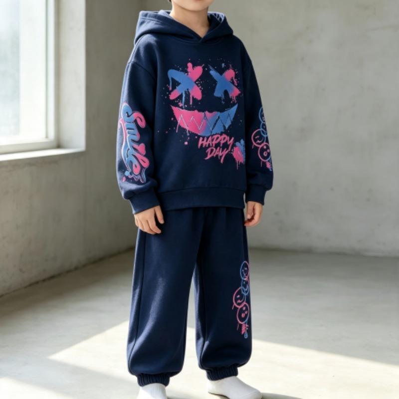 Fashion Smile Graffiti Letter Happy Day Print Kids Hoodie Street Hip Hop Hoody Fashion Hoodies Vintage Boy's Girl Clothes